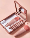 Mini-Boite-Portable-Pinceaux-Rose-5-Pinceaux-Maquillage-avec-miroir-222